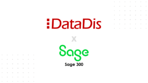 Logos of DataDis and Sage 300 showcasing a new integration between the two software platforms